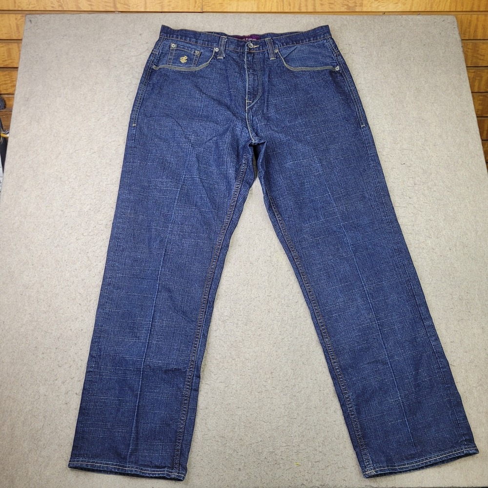 Vintage Rocawear Jeans Mens‎ 38x32 Blue Dark Wash Purple Embroidered Denim Y2K